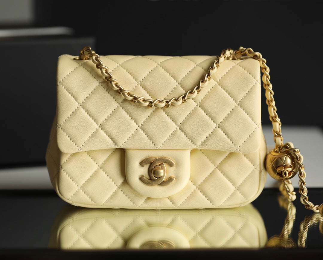 Chan New  Gold Globe Chain  Bag