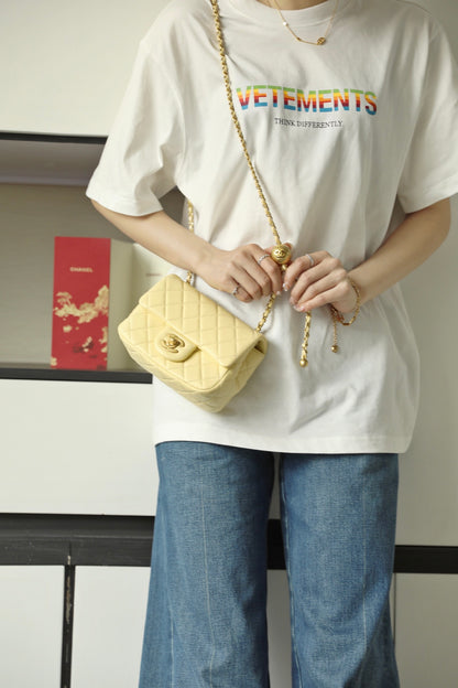 Chan New  Gold Globe Chain  Bag