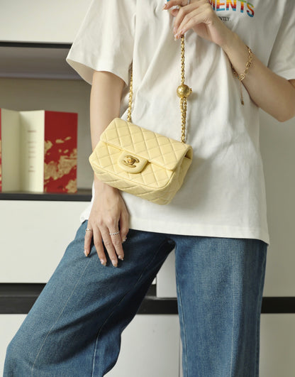 Chan New  Gold Globe Chain  Bag