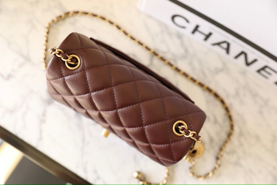 Chan New  Gold Globe Chain  Bag