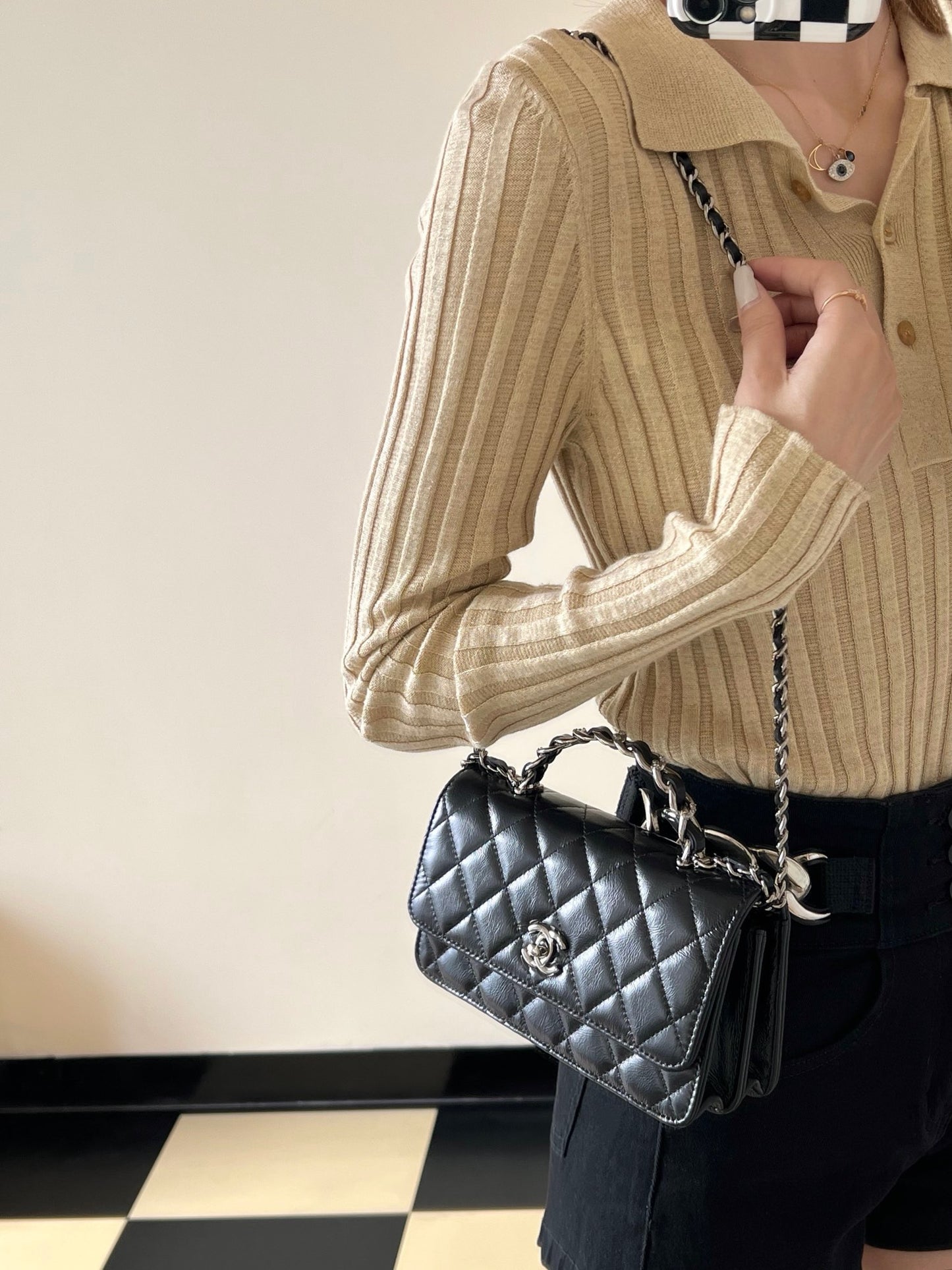 Chan New 23k Rhinestone Accordion Bag