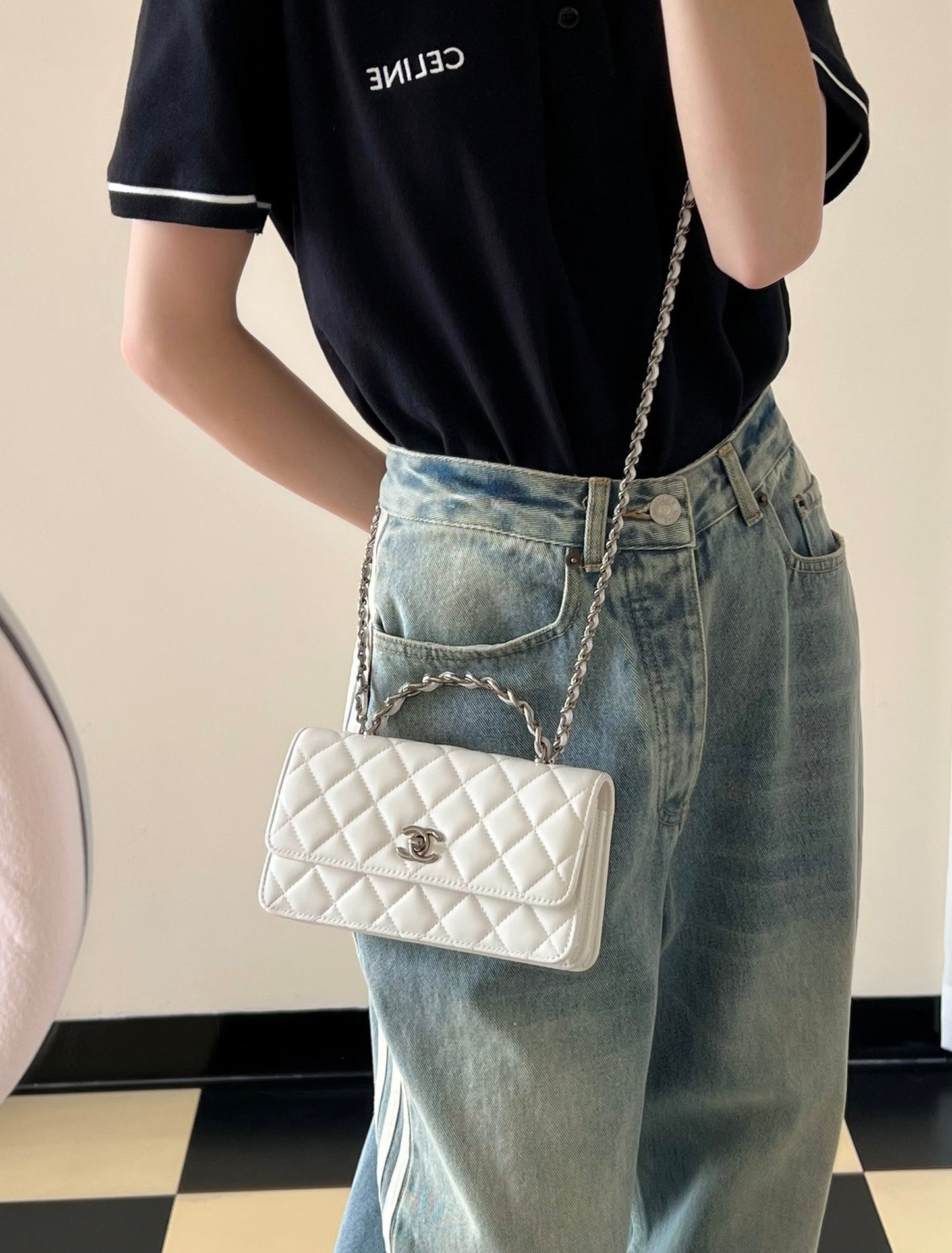 Chan New 23k Rhinestone Accordion Bag