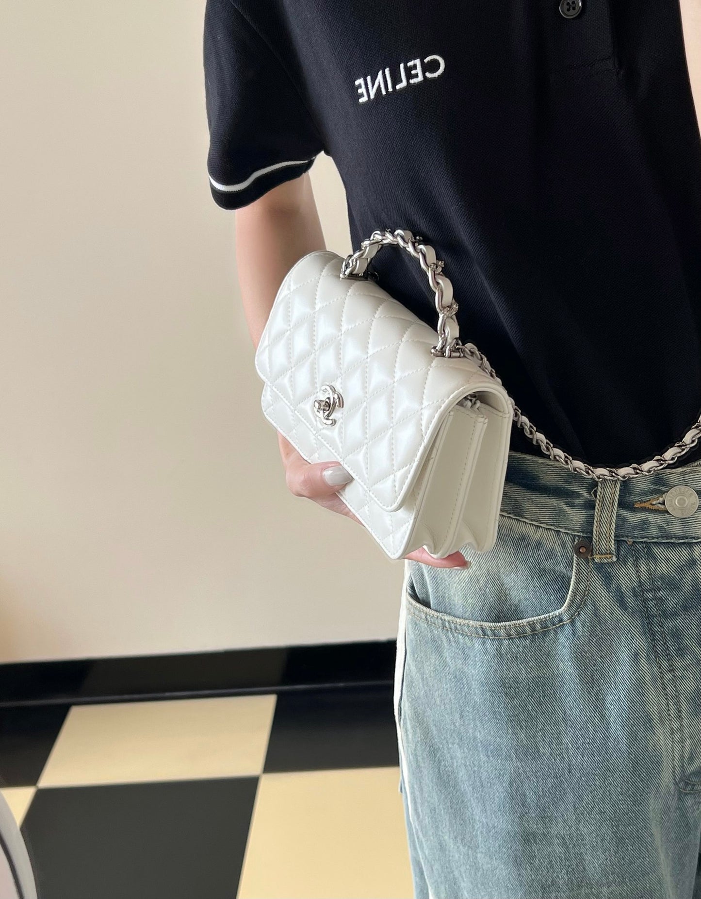 Chan New 23k Rhinestone Accordion Bag