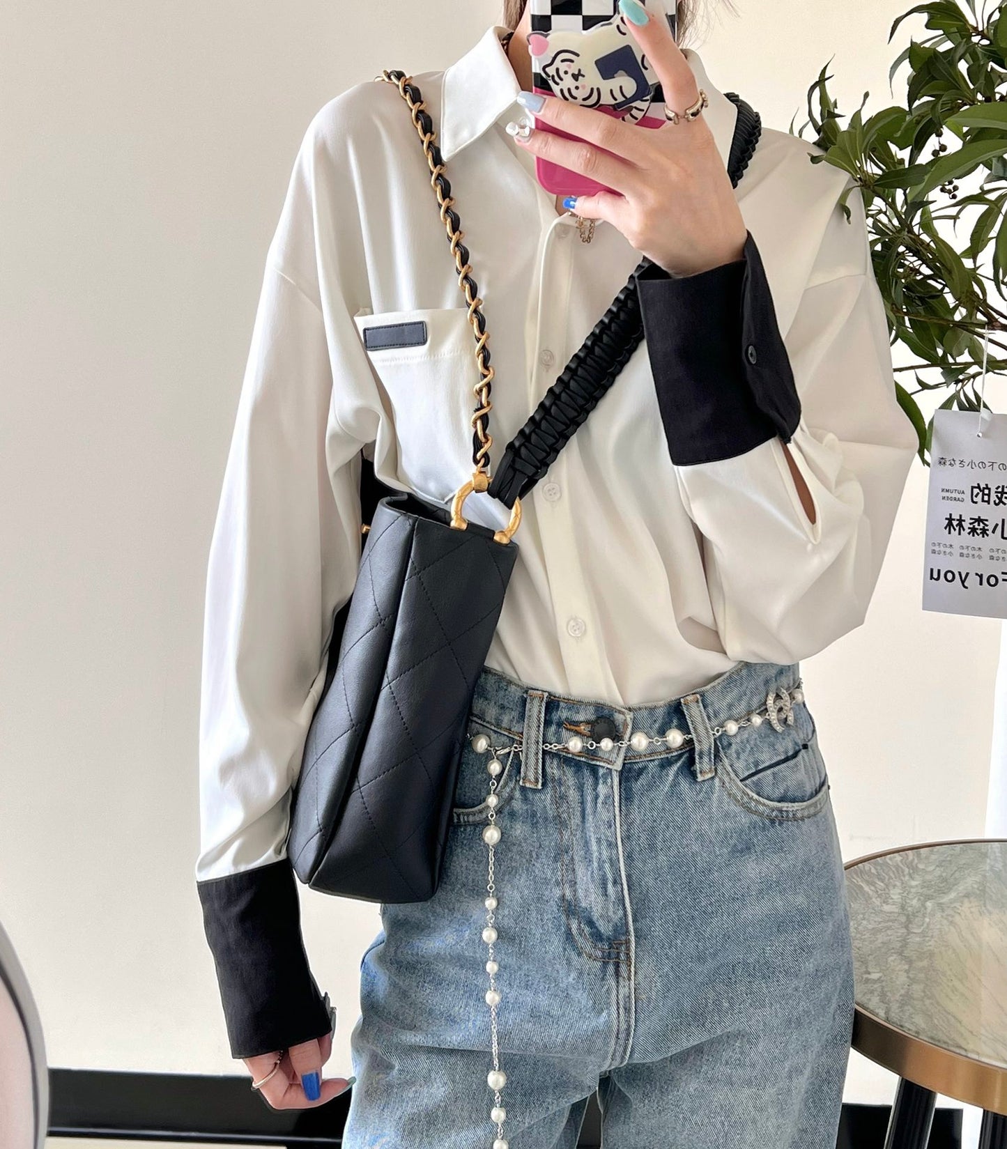 Chan New 23A Woven shoulder strap hippie bag