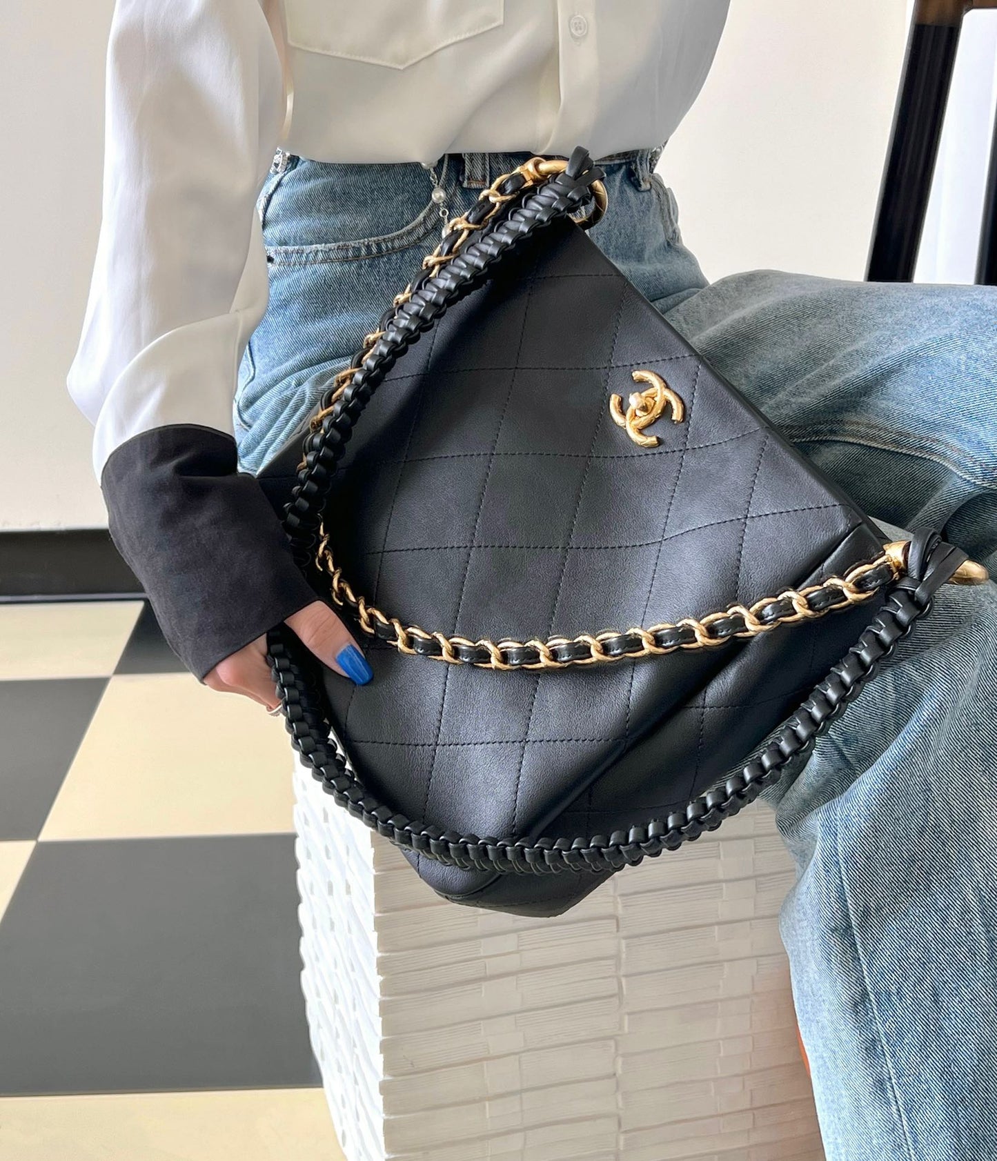 Chan New 23A Woven shoulder strap hippie bag