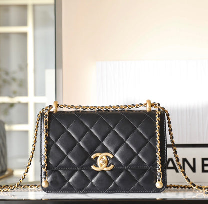 Chan New 24c Double gold bead flap bag