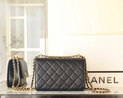 Chan New 24c Double gold bead flap bag