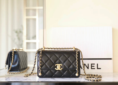 Chan New 24c Double gold bead flap bag