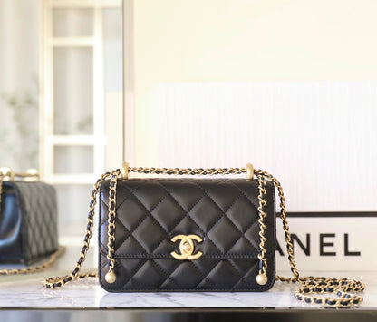 Chan New 24c Double gold bead flap bag