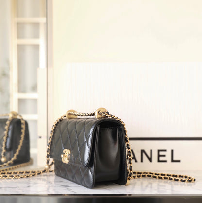 Chan New 24c Double gold bead flap bag