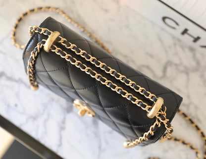 Chan New 24c Double gold bead flap bag
