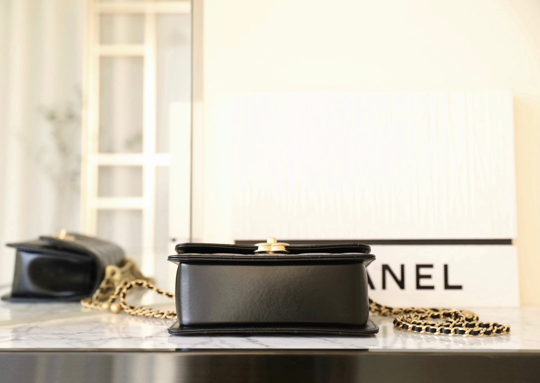 Chan New 24c Double gold bead flap bag