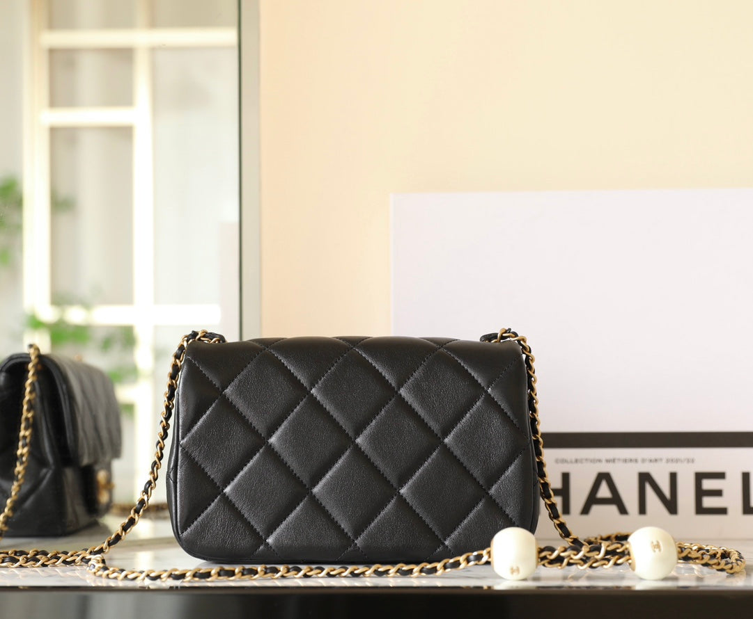 Chan New 24s Double Pearl Flap Bag