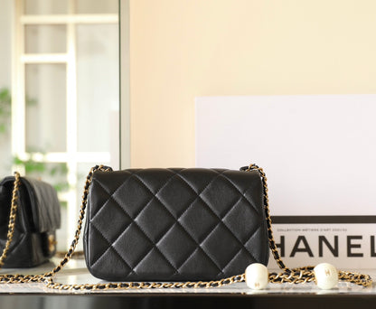 Chan New 24s Double Pearl Flap Bag