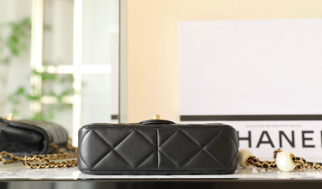 Chan New 24s Double Pearl Flap Bag