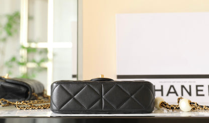 Chan New 24s Double Pearl Flap Bag