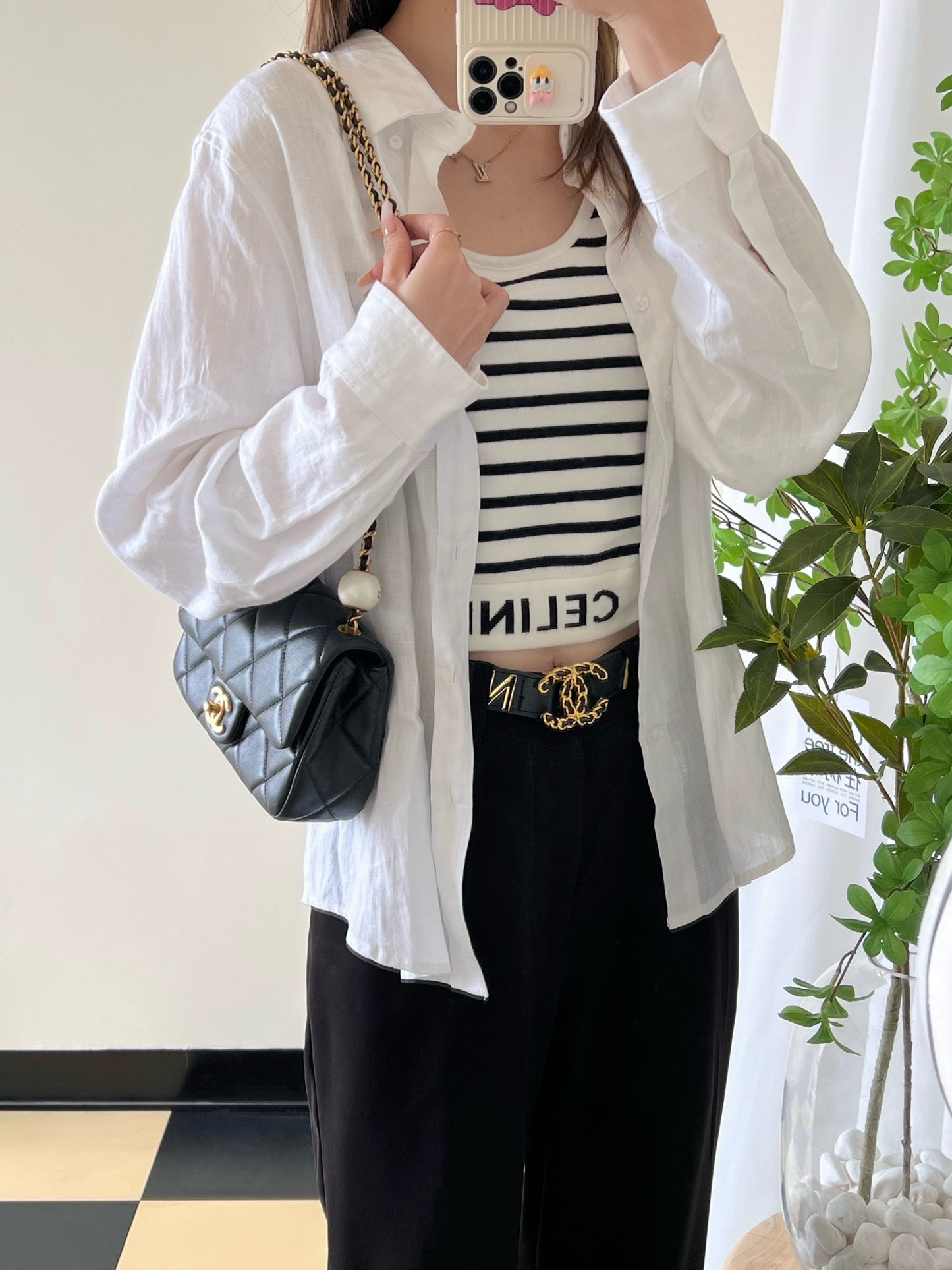 Chan New 24s Double Pearl Flap Bag