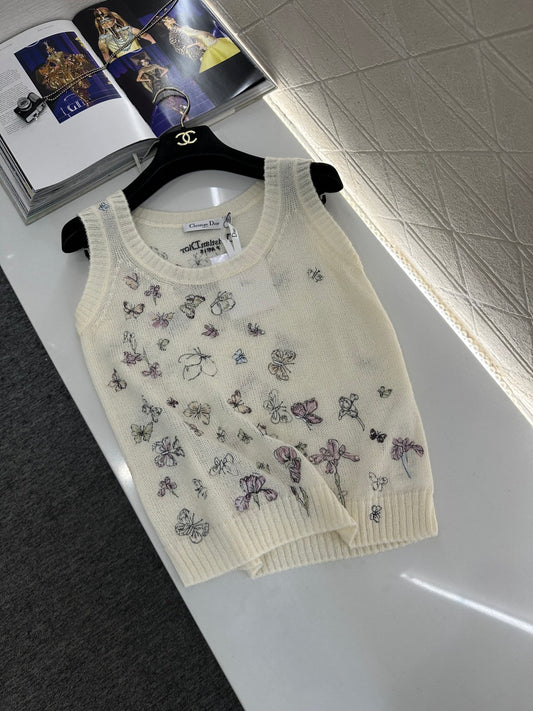 CD New  Embroidered Knit Vest