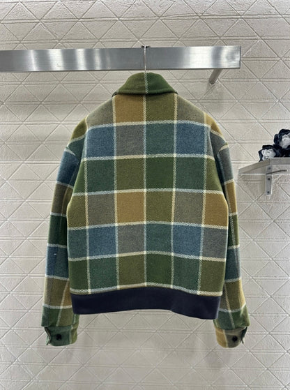 Miu New Plaid Wool Coat